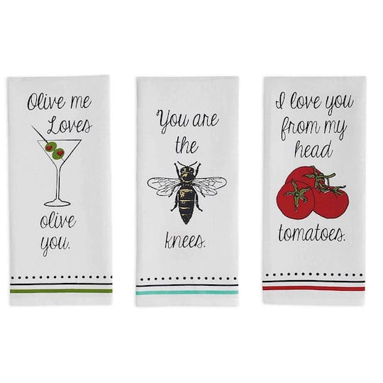Design Imports Love You 3-pc. Dish Towel Set, One Size, Multiple Colors
